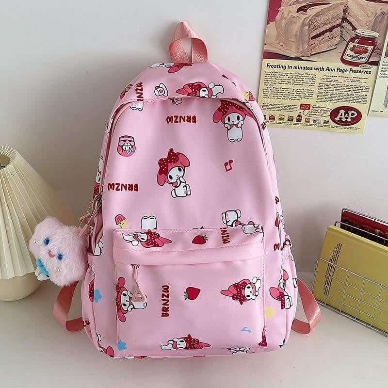 B032, Kuromi Backpack Japanese Simple Junior High School Girls Schoolbag Large Capacity Computer Bag Versatile Printed Backpack