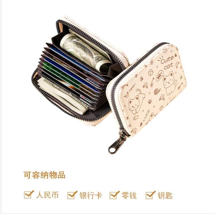 W083, 2023 new cute stick figure cat organ bag multi-card slot large-capacity credit card bag multi-function