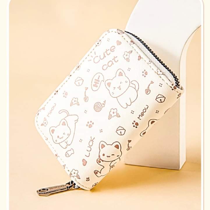 W083, 2023 new cute stick figure cat organ bag multi-card slot large-capacity credit card bag multi-function