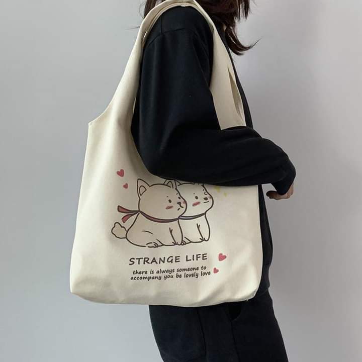 C044, New style canvas bag women's one-shoulder Japanese cute Korean style ins large-capacity students in class portable vest canvas bag