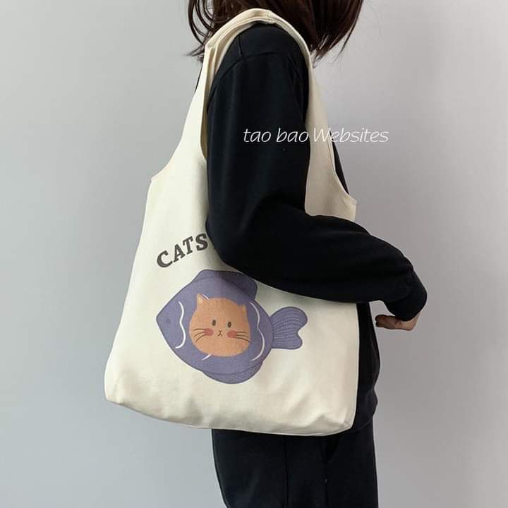 C044, New style canvas bag women's one-shoulder Japanese cute Korean style ins large-capacity students in class portable vest canvas bag