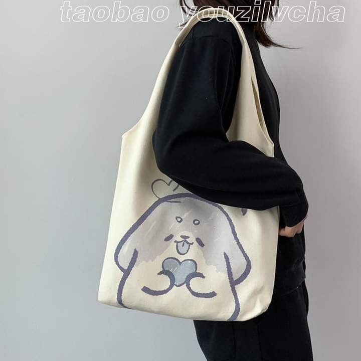 C044, New style canvas bag women's one-shoulder Japanese cute Korean style ins large-capacity students in class portable vest canvas bag