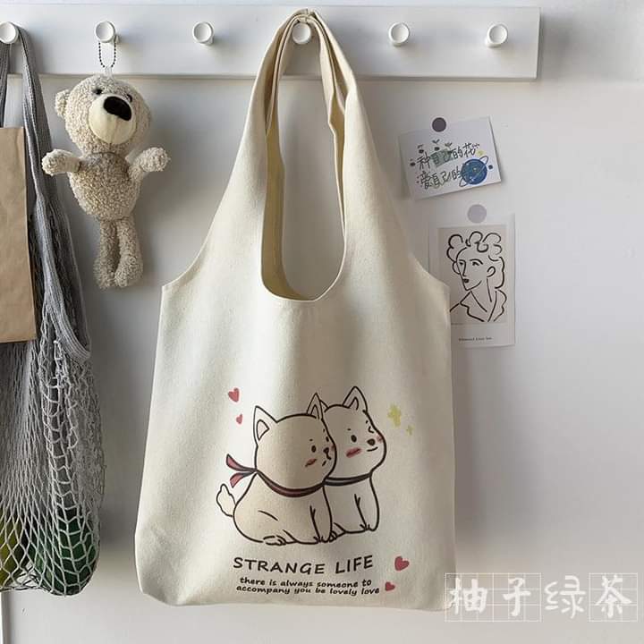 C044, New style canvas bag women's one-shoulder Japanese cute Korean style ins large-capacity students in class portable vest canvas bag