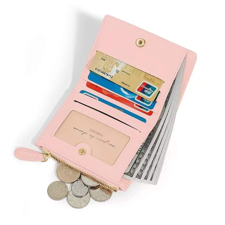 w028, Short wallet, embroidered with flowers, small size, portable, foldable, suitable for female students