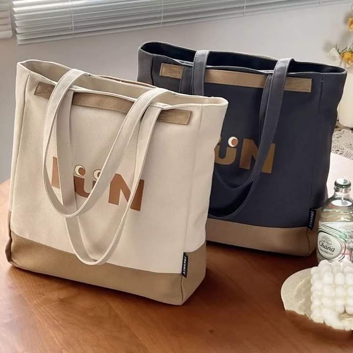 c099, Canvas shoulder bag, tote shape, large capacity, can hold a lot of things, simple style