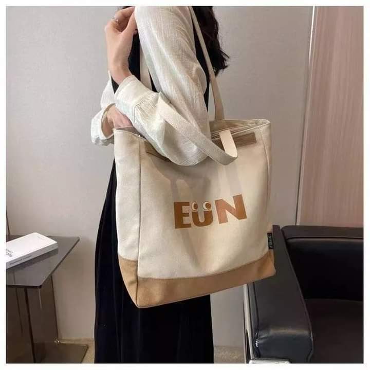c099, Canvas shoulder bag, tote shape, large capacity, can hold a lot of things, simple style