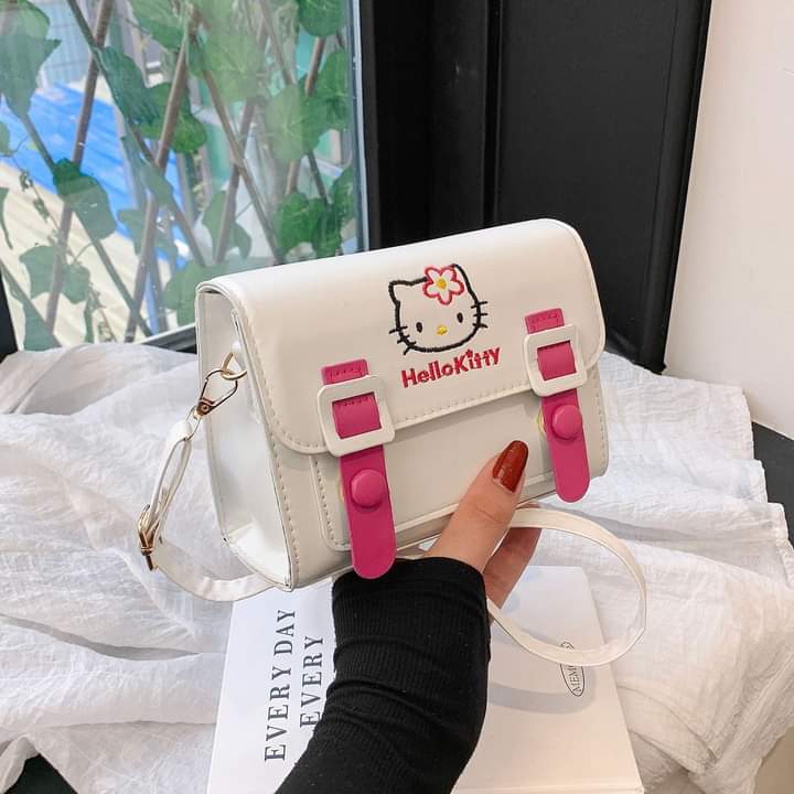 a024, New PU leather shoulder bag, tote shape, square shape, Sanrio Cinnamoroll Kuromi pattern