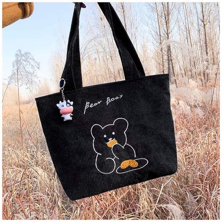 C063, Canvas bag women's shoulder crossbody bag ins bag portable college student class large capacity Japanese style literary simplicity