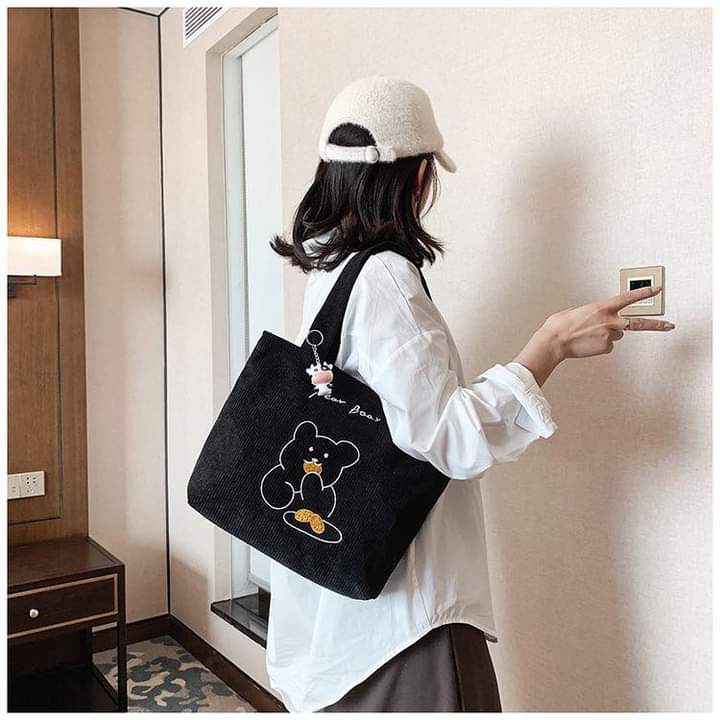 C063, Canvas bag women's shoulder crossbody bag ins bag portable college student class large capacity Japanese style literary simplicity