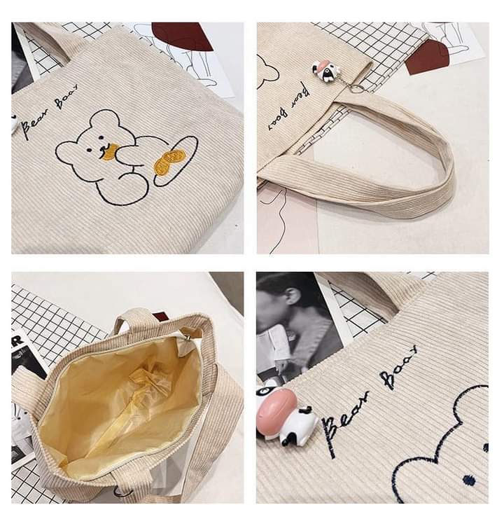 C063, Canvas bag women's shoulder crossbody bag ins bag portable college student class large capacity Japanese style literary simplicity