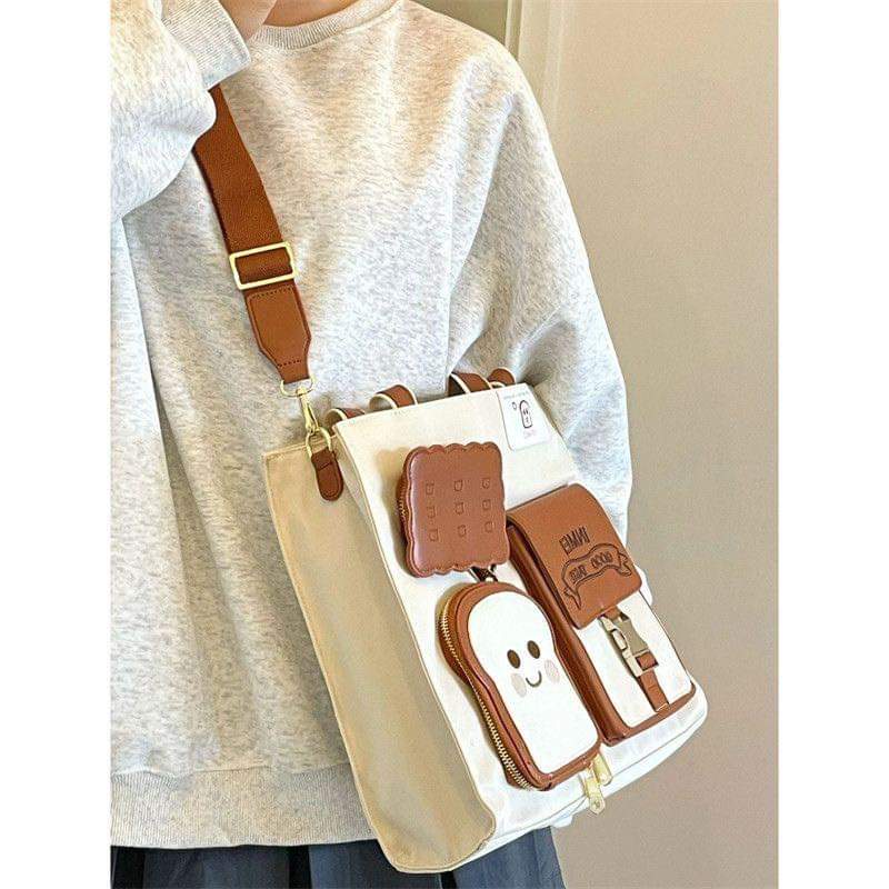 c066, Toast tote bag class commuter bag cute shape girl diagonal bag large capacity handbag commuter shoulder bag