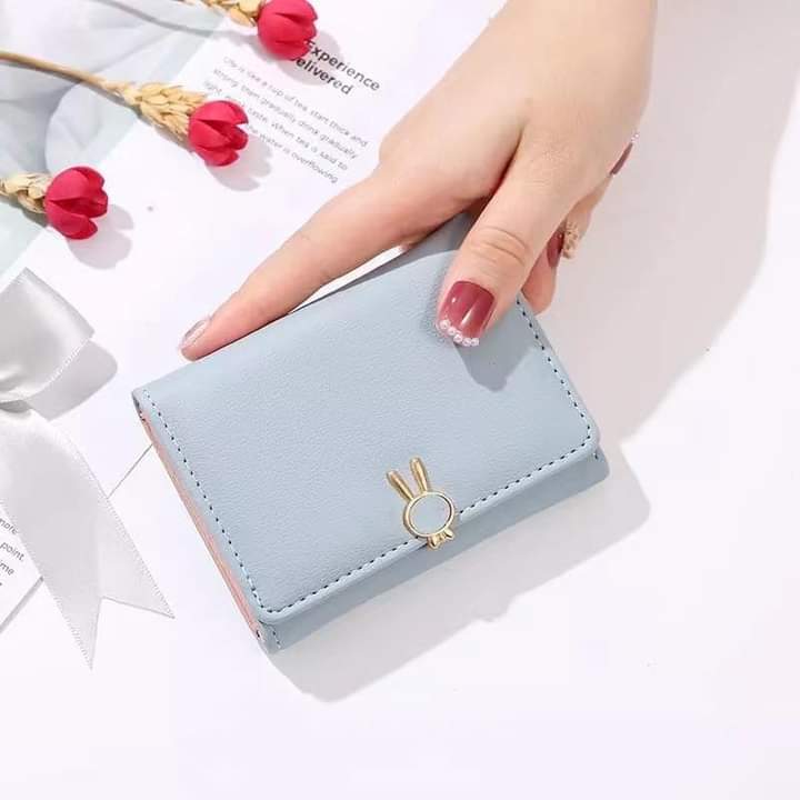 w066, Rabbit Small Fresh Wallet Female Small Cute Student Ultra-Thin Short Coin Card Holder Folding Wallet
