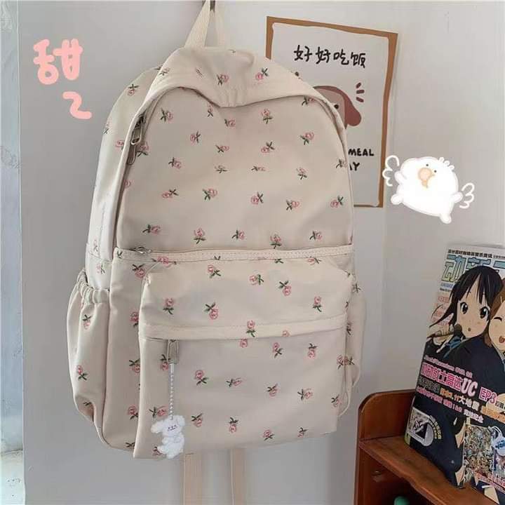 B089, Schoolbag female ins style Korean style girl junior high school student middle school student literary and artistic small fresh floral backpack forest style backpack
