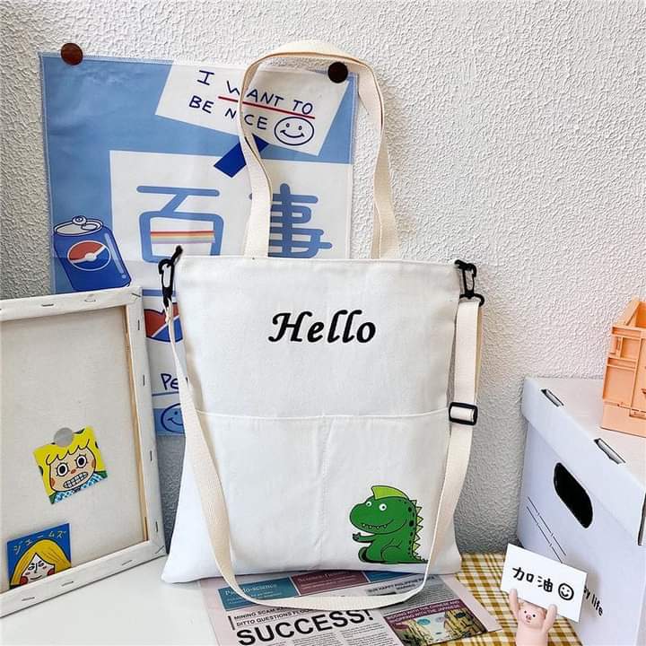 M002, Large-capacity crossbody bag Japanese and Korean printed women's bag canvas bag new student shoulder canvas bag