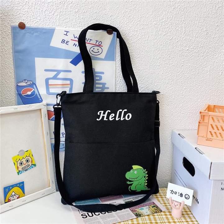 M002, Large-capacity crossbody bag Japanese and Korean printed women's bag canvas bag new student shoulder canvas bag