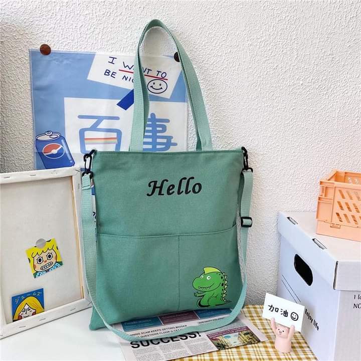 M002, Large-capacity crossbody bag Japanese and Korean printed women's bag canvas bag new student shoulder canvas bag