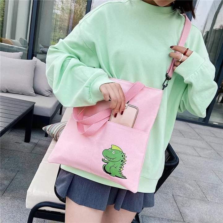 M002, Large-capacity crossbody bag Japanese and Korean printed women's bag canvas bag new student shoulder canvas bag