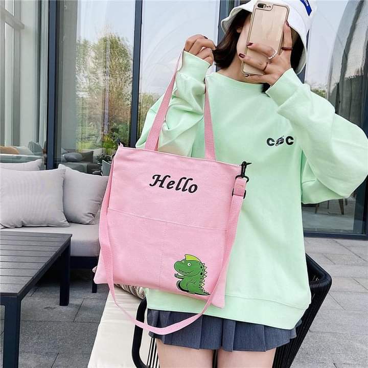M002, Large-capacity crossbody bag Japanese and Korean printed women's bag canvas bag new student shoulder canvas bag