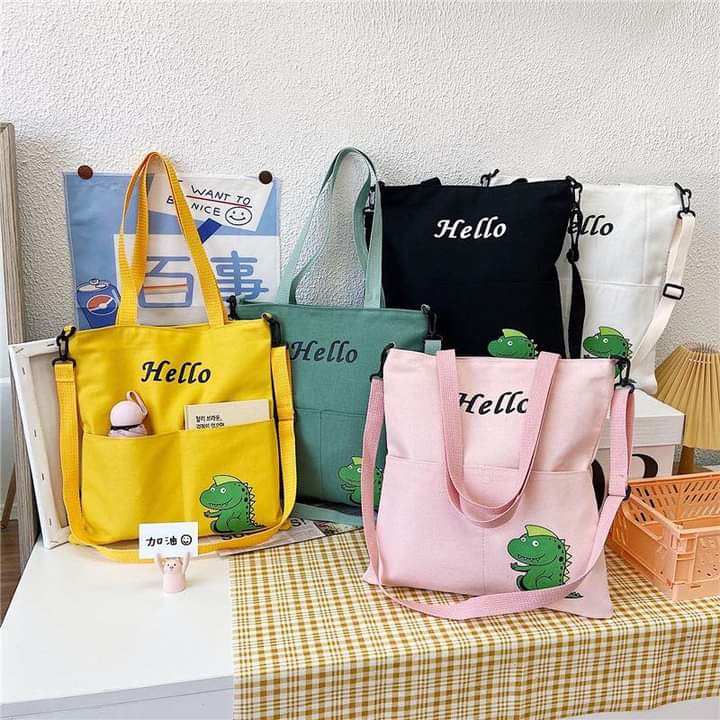 M002, Large-capacity crossbody bag Japanese and Korean printed women's bag canvas bag new student shoulder canvas bag