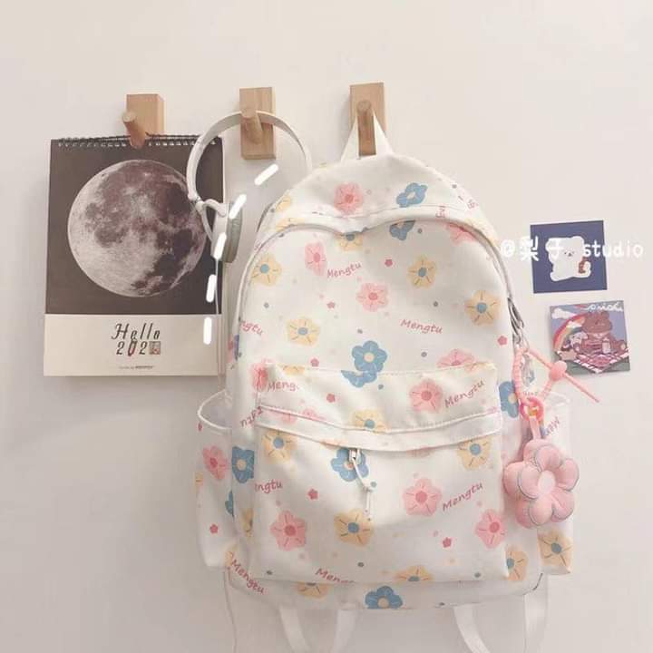 B082, Korean ins cute cartoon print backpack Harajuku ulzzang Japanese versatile soft girl school bag girl backpack