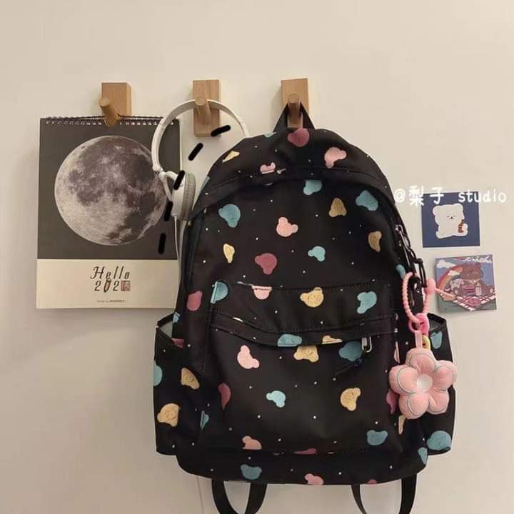 B082, Korean ins cute cartoon print backpack Harajuku ulzzang Japanese versatile soft girl school bag girl backpack