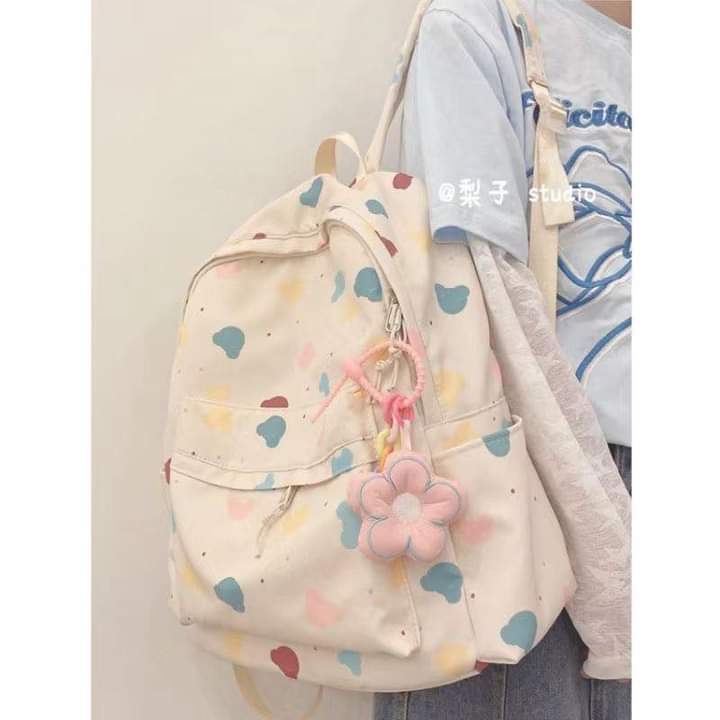 B082, Korean ins cute cartoon print backpack Harajuku ulzzang Japanese versatile soft girl school bag girl backpack