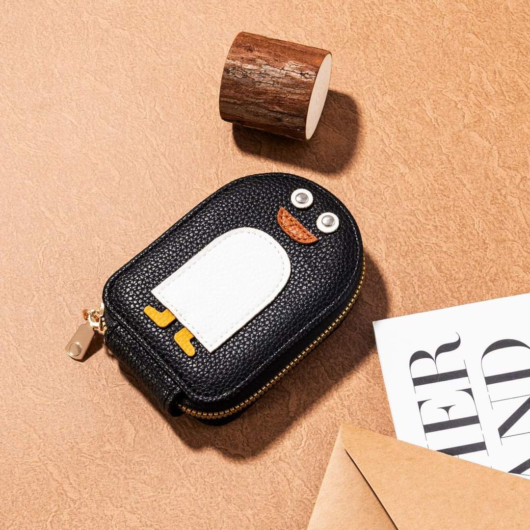W065, New Cartoon Penguin Small Cute Organ Card Bag Multiple Card Slots Document Bag Large Capacity Card Storage Bag