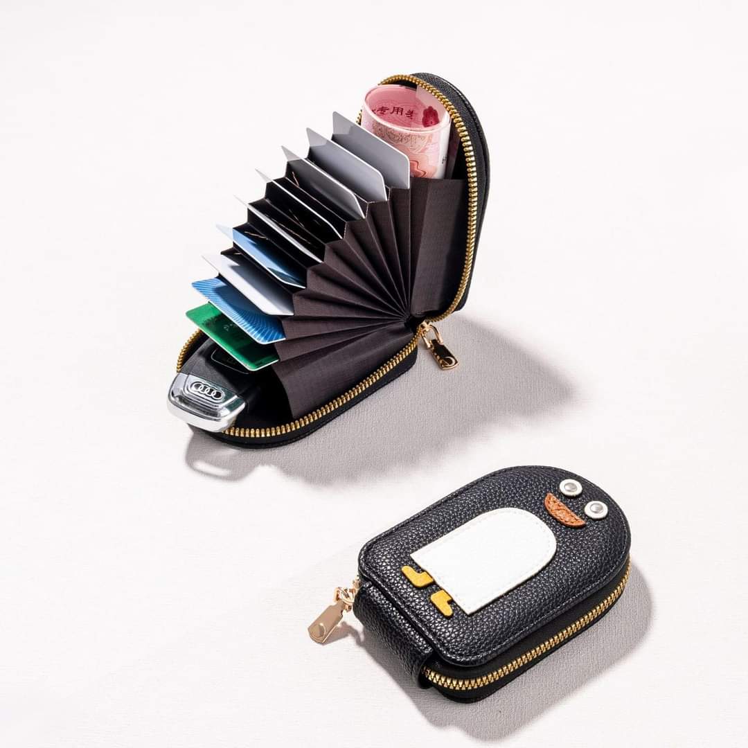 W065, New Cartoon Penguin Small Cute Organ Card Bag Multiple Card Slots Document Bag Large Capacity Card Storage Bag