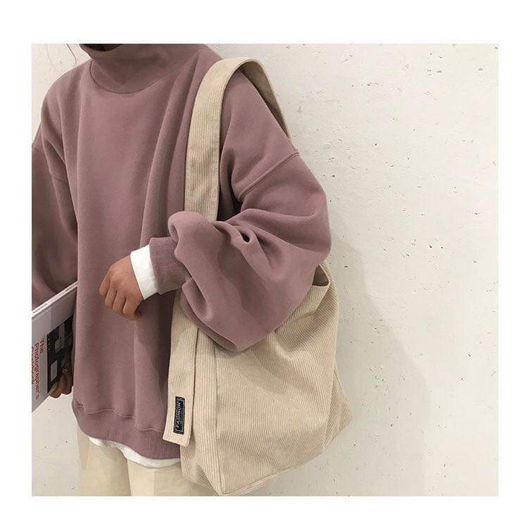 M76, 2024 Autumn and Winter New Canvas Bag Retro Corduroy Shoulder Bag Large Capacity Student Class Bag Versatile Crossbody Bag