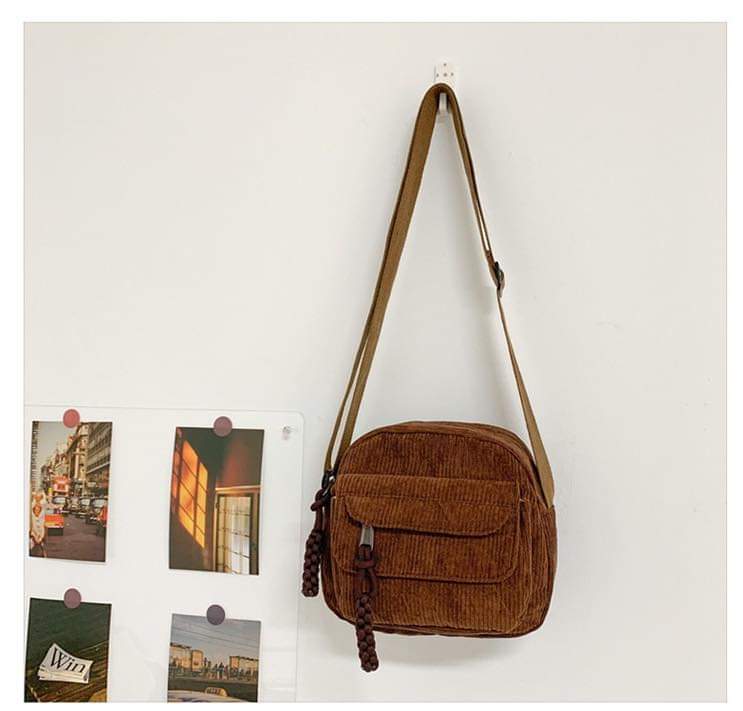 M074, Corduroy 2024 spring new fashion solid color Ruiying cloth bag campus style girls' shoulder crossbody small bag trendy