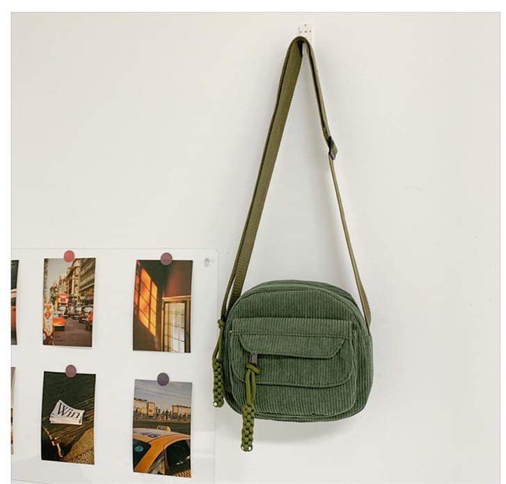 M074, Corduroy 2024 spring new fashion solid color Ruiying cloth bag campus style girls' shoulder crossbody small bag trendy