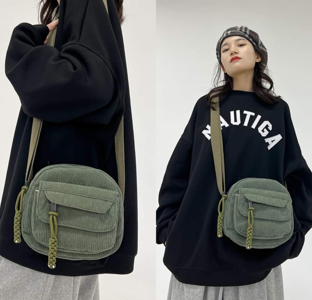 M074, Corduroy 2024 spring new fashion solid color Ruiying cloth bag campus style girls' shoulder crossbody small bag trendy