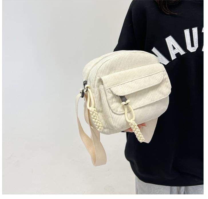 M074, Corduroy 2024 spring new fashion solid color Ruiying cloth bag campus style girls' shoulder crossbody small bag trendy