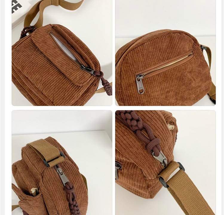 M074, Corduroy 2024 spring new fashion solid color Ruiying cloth bag campus style girls' shoulder crossbody small bag trendy