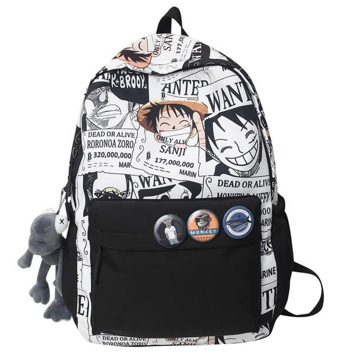 B014, Street trend printed student schoolbags, casual middle and high school student bags, trendy brand printed anime schoolbags for male and female students