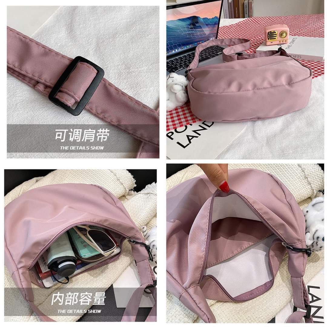 M013, Autumn and winter big bag women's 2022 new trendy nylon cloth texture dumpling bag simple messenger crescent bag commuter armpit bag