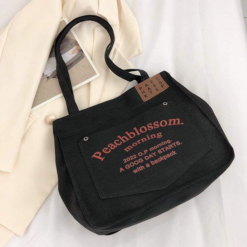 C053 Simple casual canvas shoulder bag 2022 new autumn trend large-capacity underarm bag letter handbag women's bag