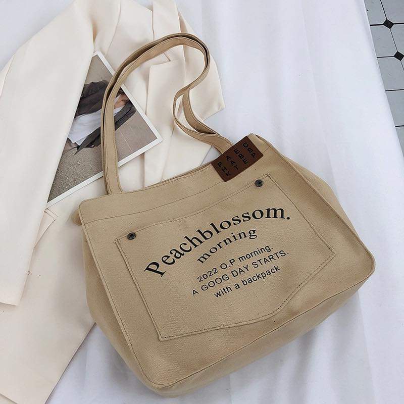 C053 Simple casual canvas shoulder bag 2022 new autumn trend large-capacity underarm bag letter handbag women's bag