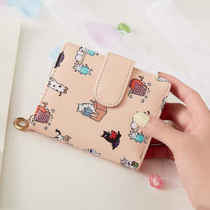W009, Wallet female student Korean version cute 2023 new cute cartoon fashion folding coin purse multi-functional card holder