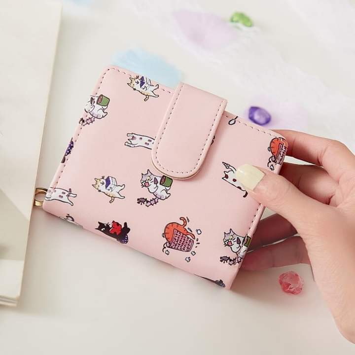 W009, Wallet female student Korean version cute 2023 new cute cartoon fashion folding coin purse multi-functional card holder