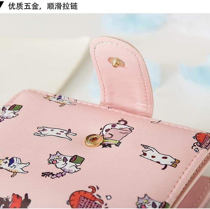 W009, Wallet female student Korean version cute 2023 new cute cartoon fashion folding coin purse multi-functional card holder