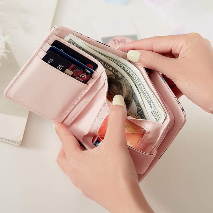 W009, Wallet female student Korean version cute 2023 new cute cartoon fashion folding coin purse multi-functional card holder
