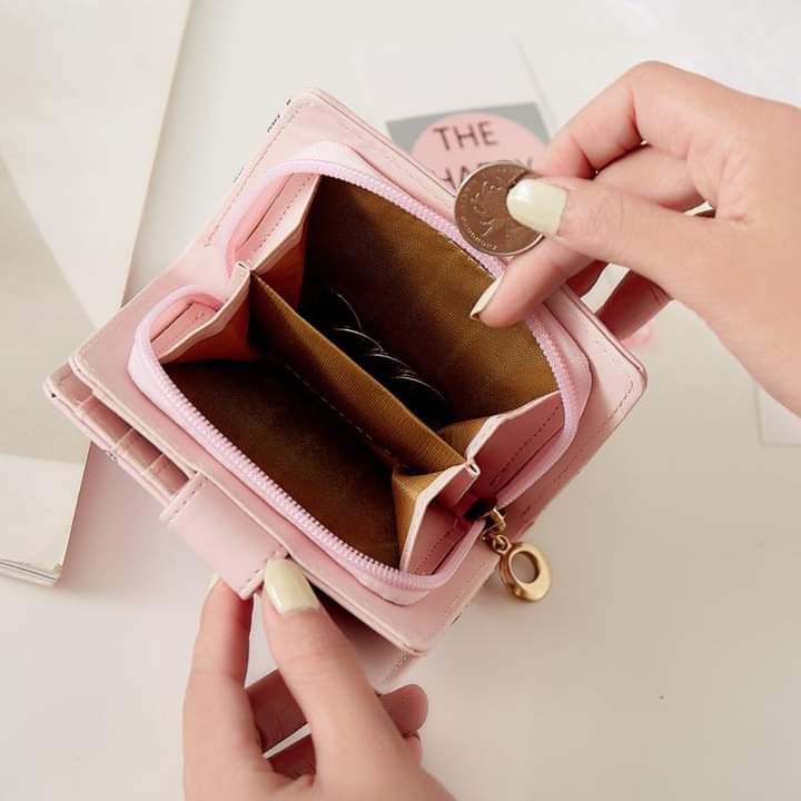 W009, Wallet female student Korean version cute 2023 new cute cartoon fashion folding coin purse multi-functional card holder