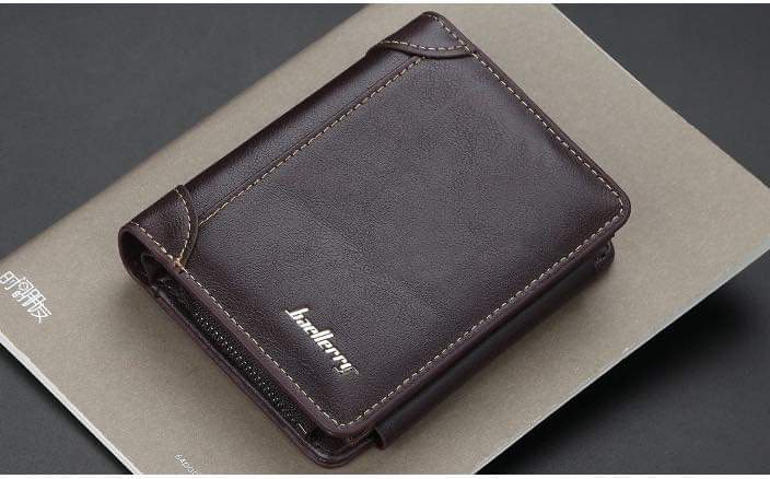 Mw003, Wallet men's short European and American multi-card slots three-fold zipper coin purse fashion thin card bag men