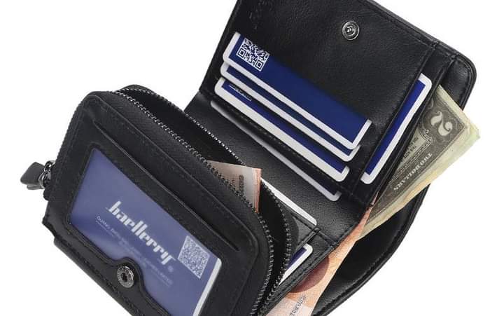 Mw003, Wallet men's short European and American multi-card slots three-fold zipper coin purse fashion thin card bag men