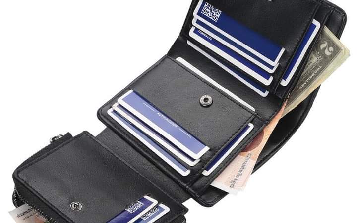 Mw003, Wallet men's short European and American multi-card slots three-fold zipper coin purse fashion thin card bag men