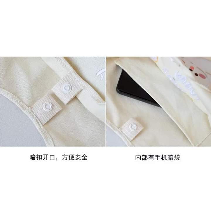 c034,Canvas bag, large FUNNY BEAR pattern,cute korean look