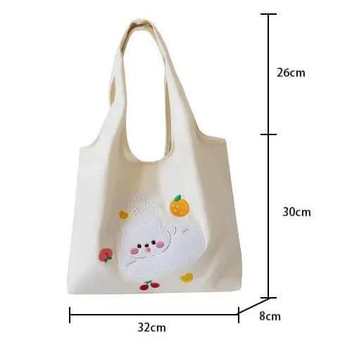 c034,Canvas bag, large FUNNY BEAR pattern,cute korean look