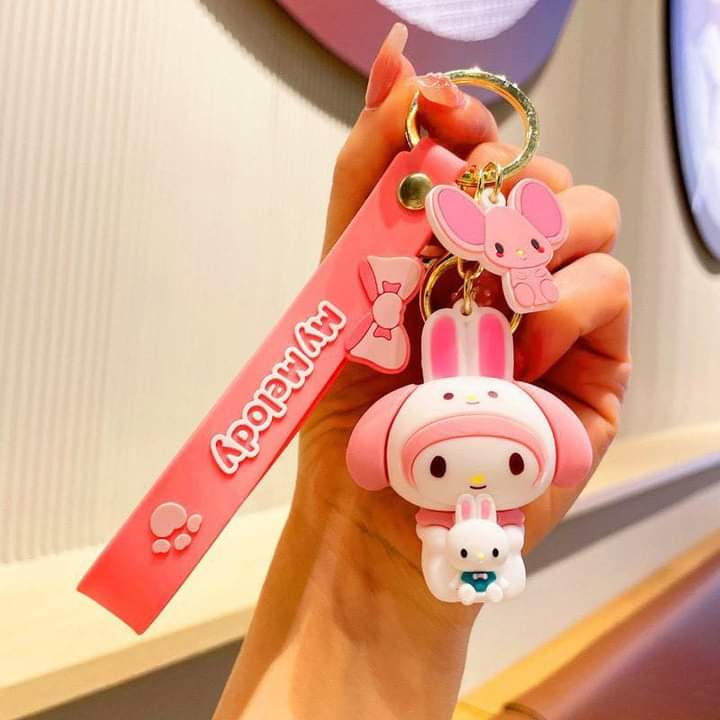 D006, Kulomi key chain cinnamon dog doll cartoon school bag pendant Melody key chain silicone pendant