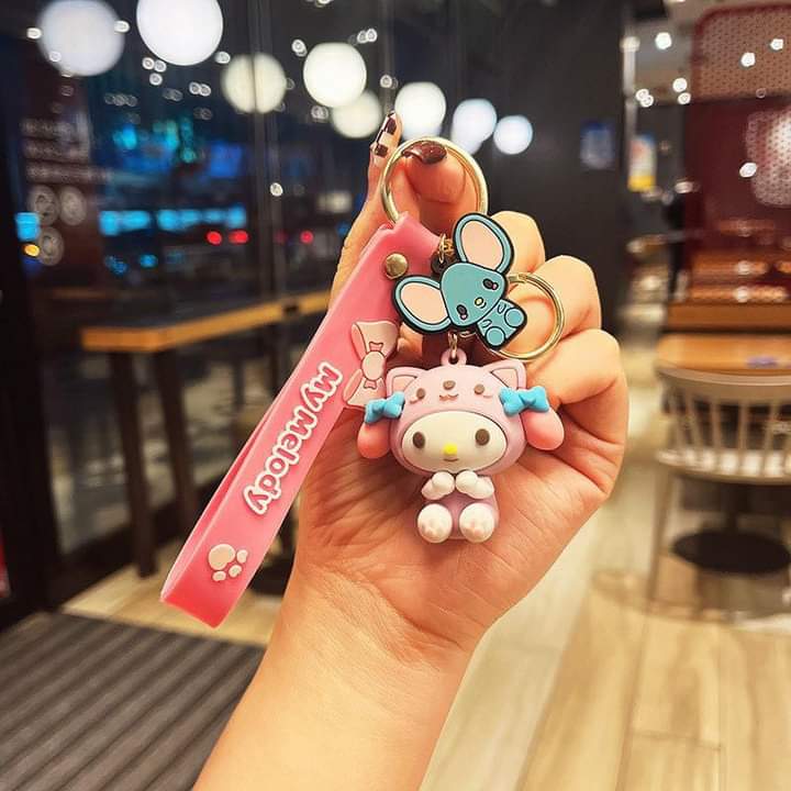 D006, Kulomi key chain cinnamon dog doll cartoon school bag pendant Melody key chain silicone pendant
